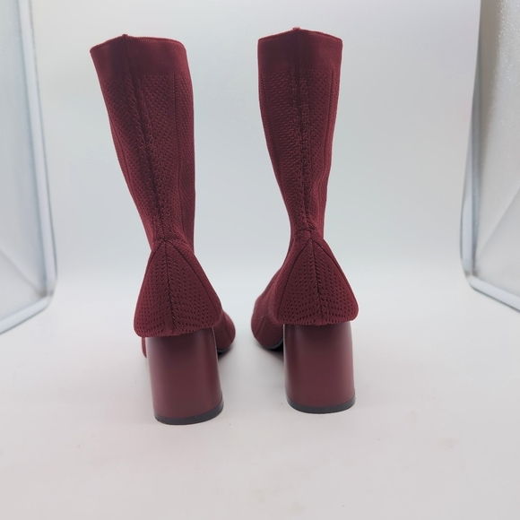 Elegant Red Woven Sz 9.5 Peep-Toe Ankle Boots - Picture 6 of 9